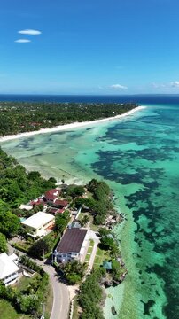 Philippines Bantayan island drone shot beach area flyover