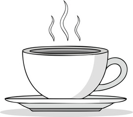 Cozy Cartoon Coffee Cup Illustration with Steaming Hot Drink