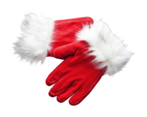 PNG Festive red gloves with fur