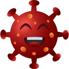 Smiling Red Coronavirus Cartoon Character with Tentacles and Spots Representing Illness Infection and Disease With a Transparent Background