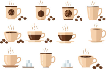 Coffee Cup Collection A Flat Vector Illustration for Coffee Lovers