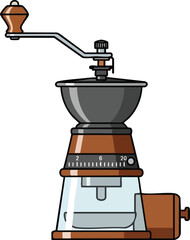 Vintage Coffee Grinder Illustration with Adjustable Settings