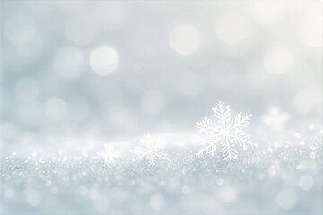 Sparkling Snowflake on Fresh Winter Snow