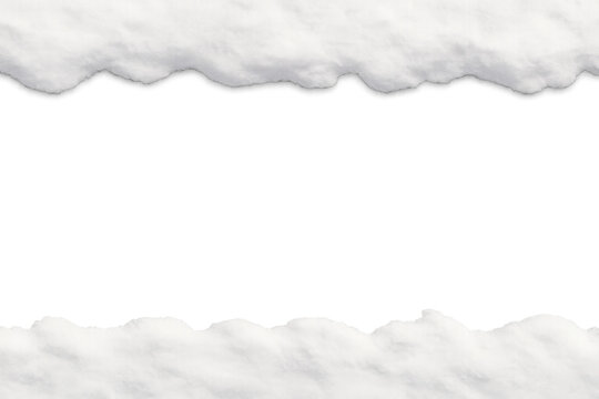 Winter snow accumulating on top and bottom forming frame border with transparent background for seasonal design - Powered by Adobe