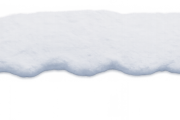 Winter snowdrift design element with fresh white powder forming a wavy border on a transparent background