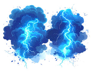 Dramatic lightning strikes through stormy clouds