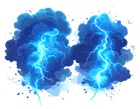 Dramatic lightning strikes through stormy clouds