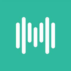 Minimalist Audio Equalizer Icon letter M sign Logo symbol flat stock vector design