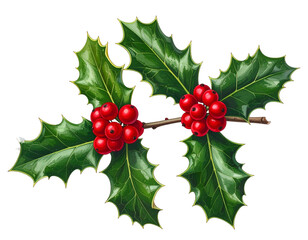 Festive green leaves and bright red berries