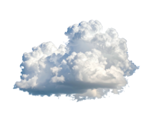 Fluffy white cumulus formation, isolated on black