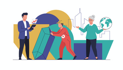 Diverse team representing business strategy technology integration and global industrial production