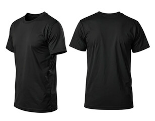 Plain black short-sleeve crewneck shirt, front & back views