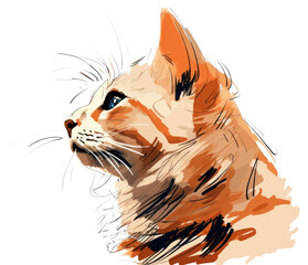 Naklejka premium PNG Cat mammal animal sketch.
