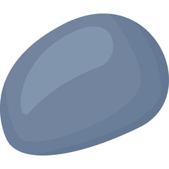 Smooth Gray Oval Stone Isolated on Transparent Background with Subtle Shading and Highlights