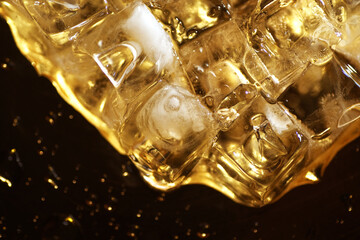 Top view of ice cube melting on flat surface