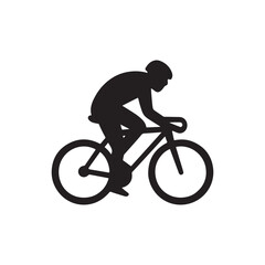 Obraz premium Cyclist Silhouette Vector Icon: Minimalist Black Glyph for Cycling, Bicycle Racing and Sport Design