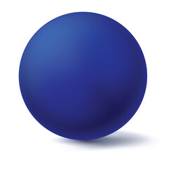 Solid Blue Sphere With Subtle Shadow Cast On White Background