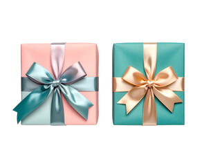 Two festive gift boxes with satin bows