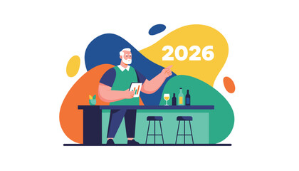 Senior executive planning future goals for 2026 while reviewing charts at a counter