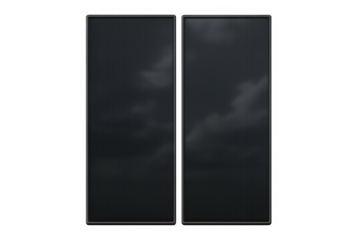 Window glass reflecting dark storm clouds, isolated, transparent background allowing overlaying any scene