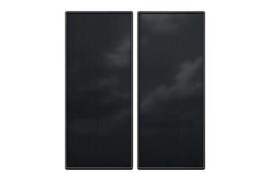 Window glass reflecting dark storm clouds, isolated, transparent background allowing overlaying any scene