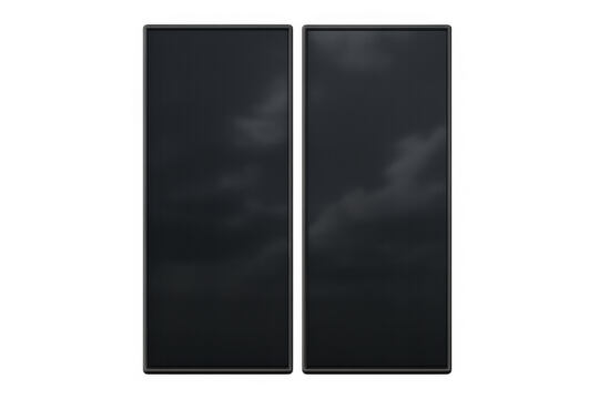 Window glass reflecting dark storm clouds, isolated, transparent background allowing overlaying any scene