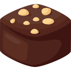 Square Dark Chocolate Candy Topping With Peanuts Isolated On White Background Sweet Dessert Food