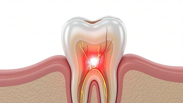 Visualizing severe tooth pain, decay, and internal inflammation within a detailed dental structure