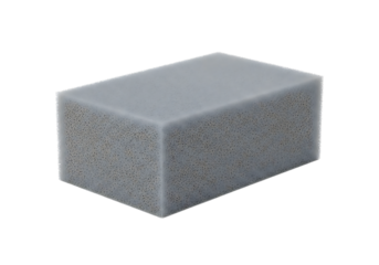 Gray rectangular foam block, versatile cleaning tool for home isolated on transparent background