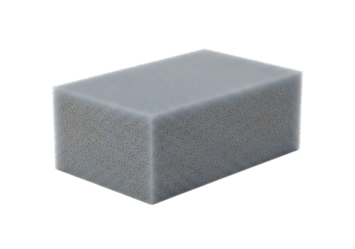 Gray rectangular foam block, versatile cleaning tool for home isolated on transparent background