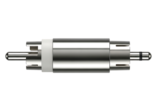 Rca to 3.5mm jack audio adapter connecting devices for sound isolated on transparent background