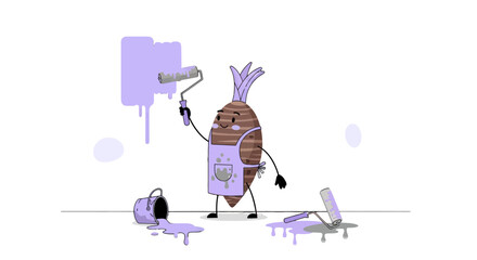 A Cheerful Root Vegetable Painter Enjoying The Process With Creativity and Fun