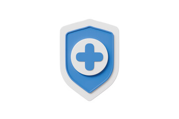 Obraz premium 3d medical shield with cross icon. health protection concept. Minimal cartoon health shield insurance for app ui. isolated on white background. 3d render.