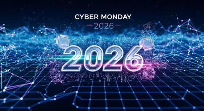 Futuristic Digital Commerce Event 2026 Abstract Online Sales Concept with Glowing Network Background