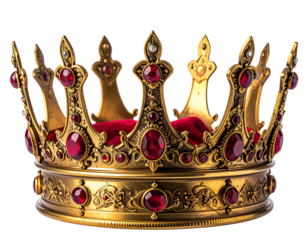 Ornate golden crown with red gems