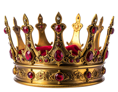 Ornate golden crown with red gems