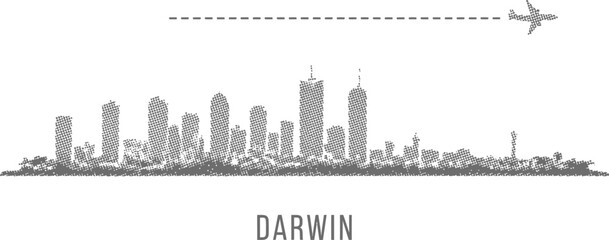 Fototapeta premium Darwin City Skyline with Airplane Icon