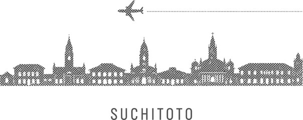 Fototapeta premium Suchitoto El Salvador Skyline Airplane Travel Dots