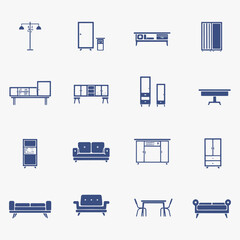 Set of furniture icons, giving them a modern and minimalist look.