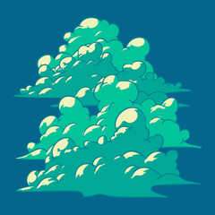 Vector stylized cloud formation in teal and white