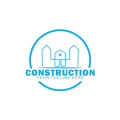 blue outline house vector logo