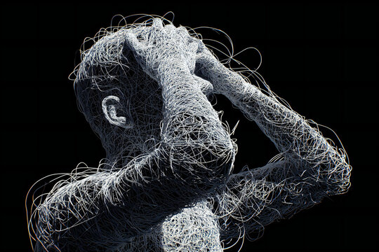 swirling chaotic figure, mental health concept