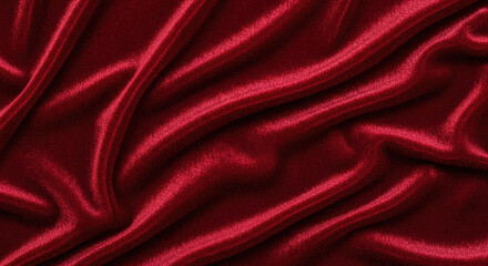 Obraz premium Rich deep red silk fabric texture background with elegant drapes and soft folds. Smooth luxurious satin material.
