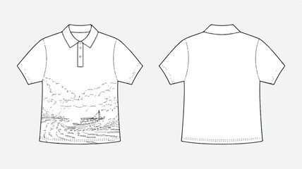Naklejka premium Technical fashion illustration showcasing garment design with detailed apparel elements and color variations