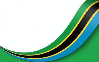 Dynamic Tanzania flag ribbon flowing gracefully for patriotic displays with gray copy space, national events, and celebration of Tanzanian culture and independence day