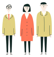 PNG 3 people standing person simple face.