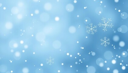 Delicate white snowflakes on a soft blue background, creating a gentle winter scene, abstract, festive