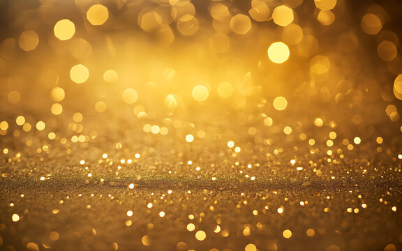 Golden bokeh lights and glitter background for festive celebrations and luxury events
