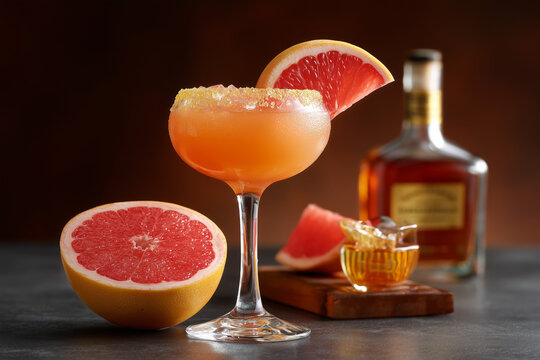 Refreshing grapefruit cocktail with sugared rim, perfect for summer celebrations and elegant gatherings, showcasing vibrant citrus flavors and stylish presentation