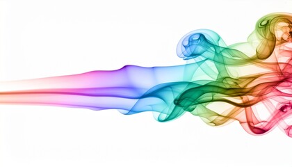 Fototapeta premium The Rising Plume. Abstract Background of Rainbow. An abstract 3D rendering of a single delicate plume of rainbow smoke rising gracefully from the bottom of the frame. 